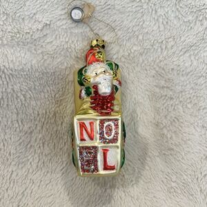 BRN Santa Jack In The Box Noel 6” Gold Blown Ornament Christmas Tree Decor